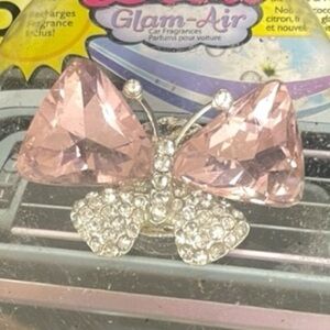 Diva Glam-Air Pink Diamond Crystal Butterfly Car Clip Scented Air Freshener
